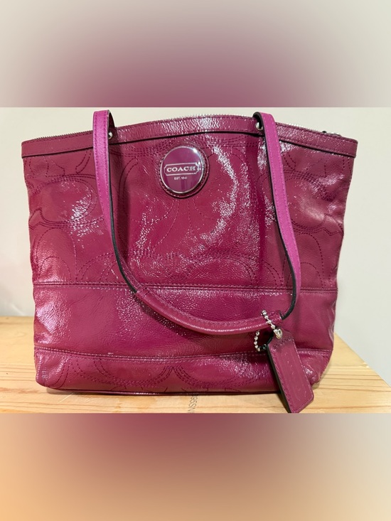 Coach Handbags - Coach Patent Leather Tote Bag – Deep Berry Pink – Shoulder Bag